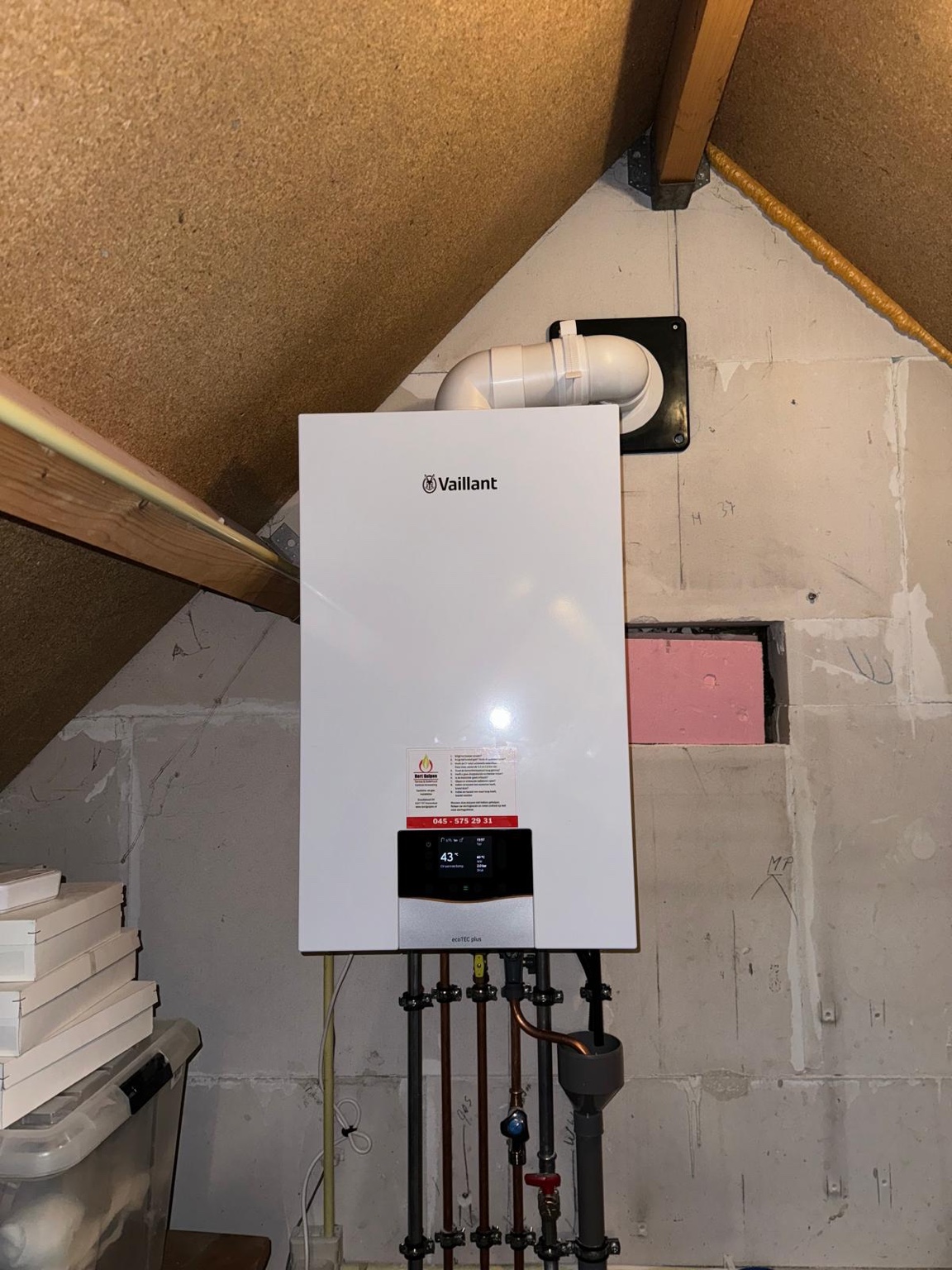 Vaillant ecoTEC plus installatie op zolder
